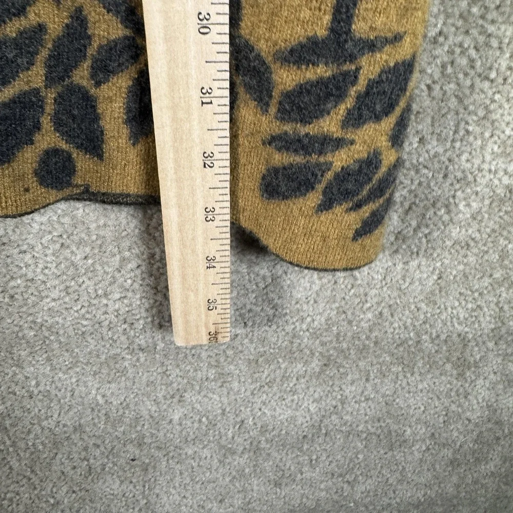 Icelandic Design Sweater Womens Small Gray Mustard Wool Blend Cardigan Coatigan - Picture 4 of 10
